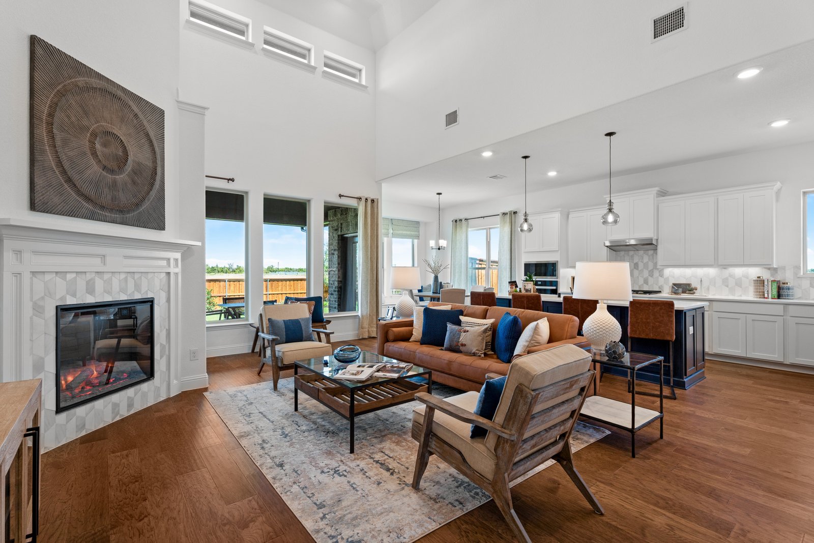a virtual tour of a community surrounded by fields
