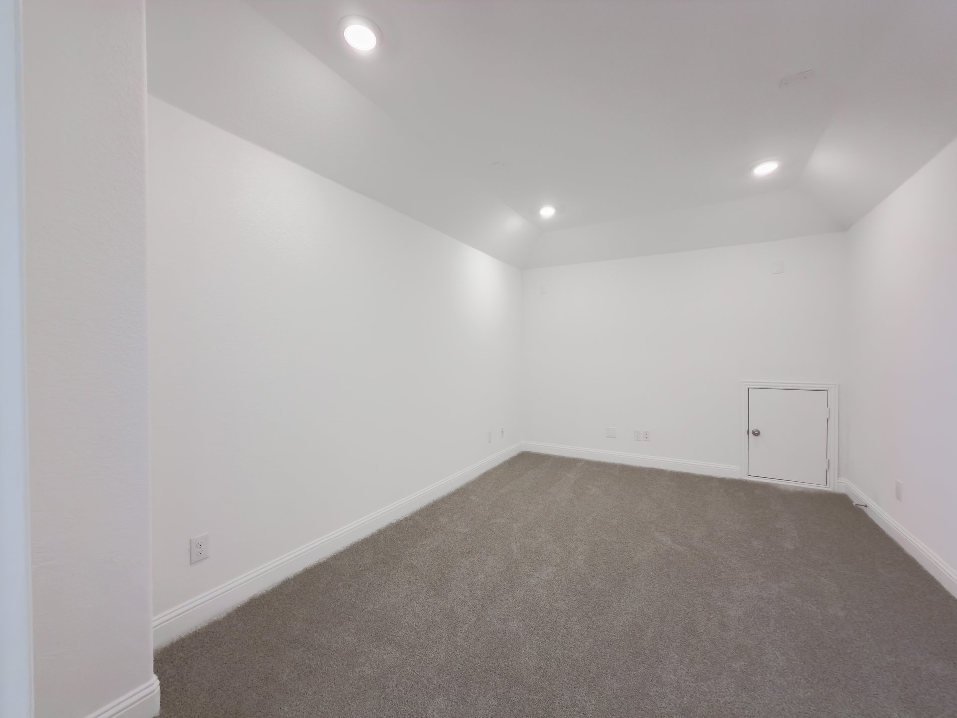 spacious media room with carpet and recessed lighting