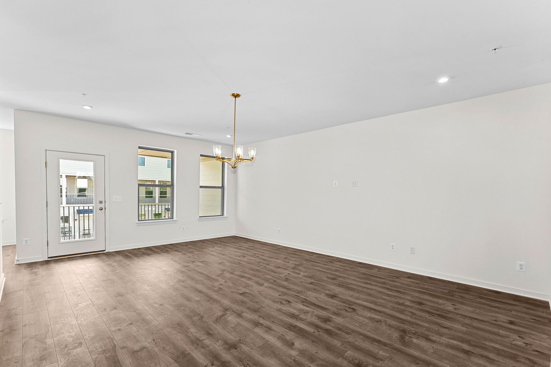 great room with hardwood floors