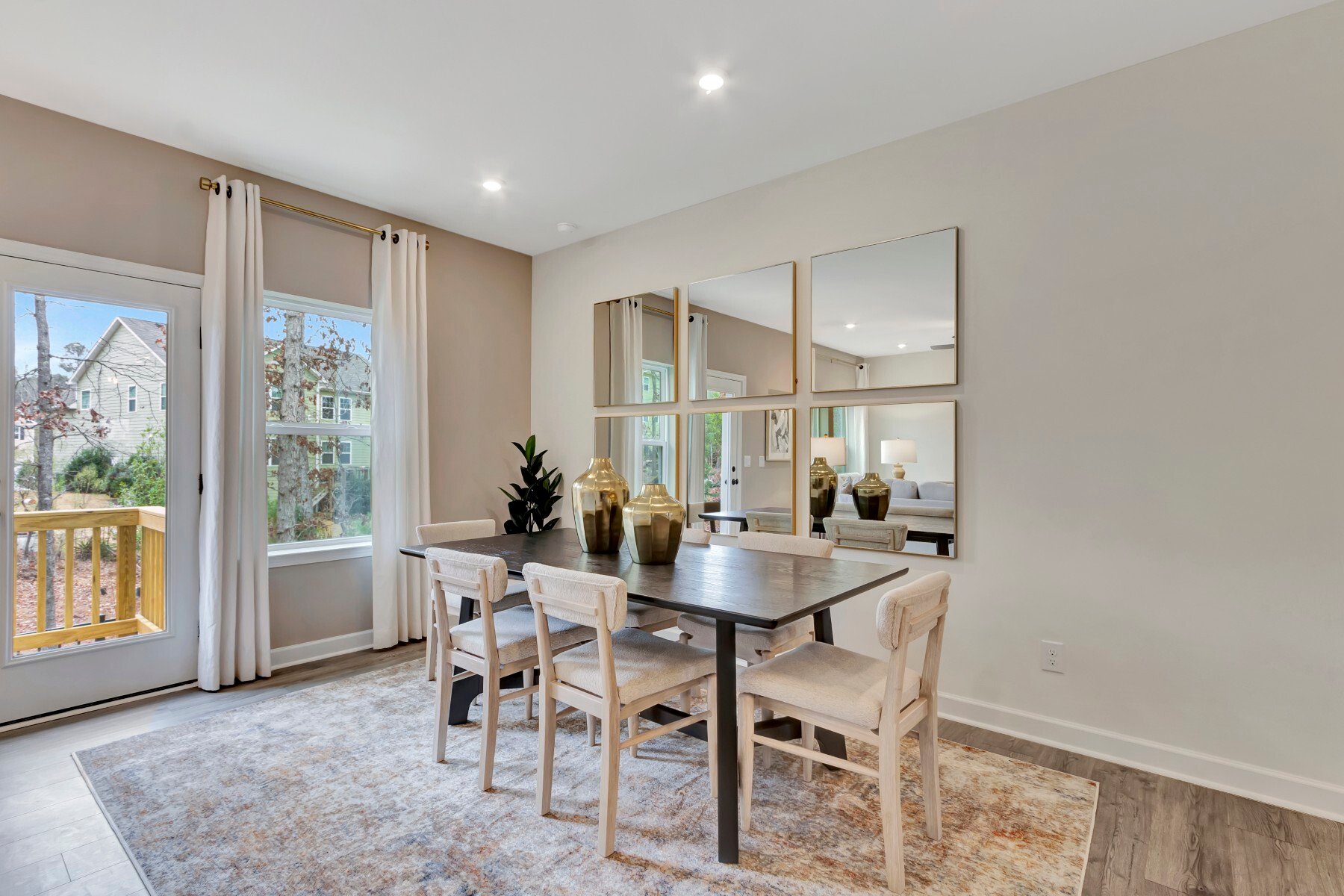 dining area with a table with seating for six
