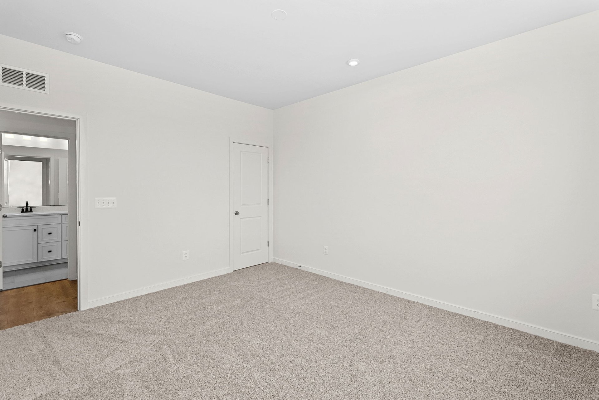 primary bathroom with carpet and view of primary bathroom sink